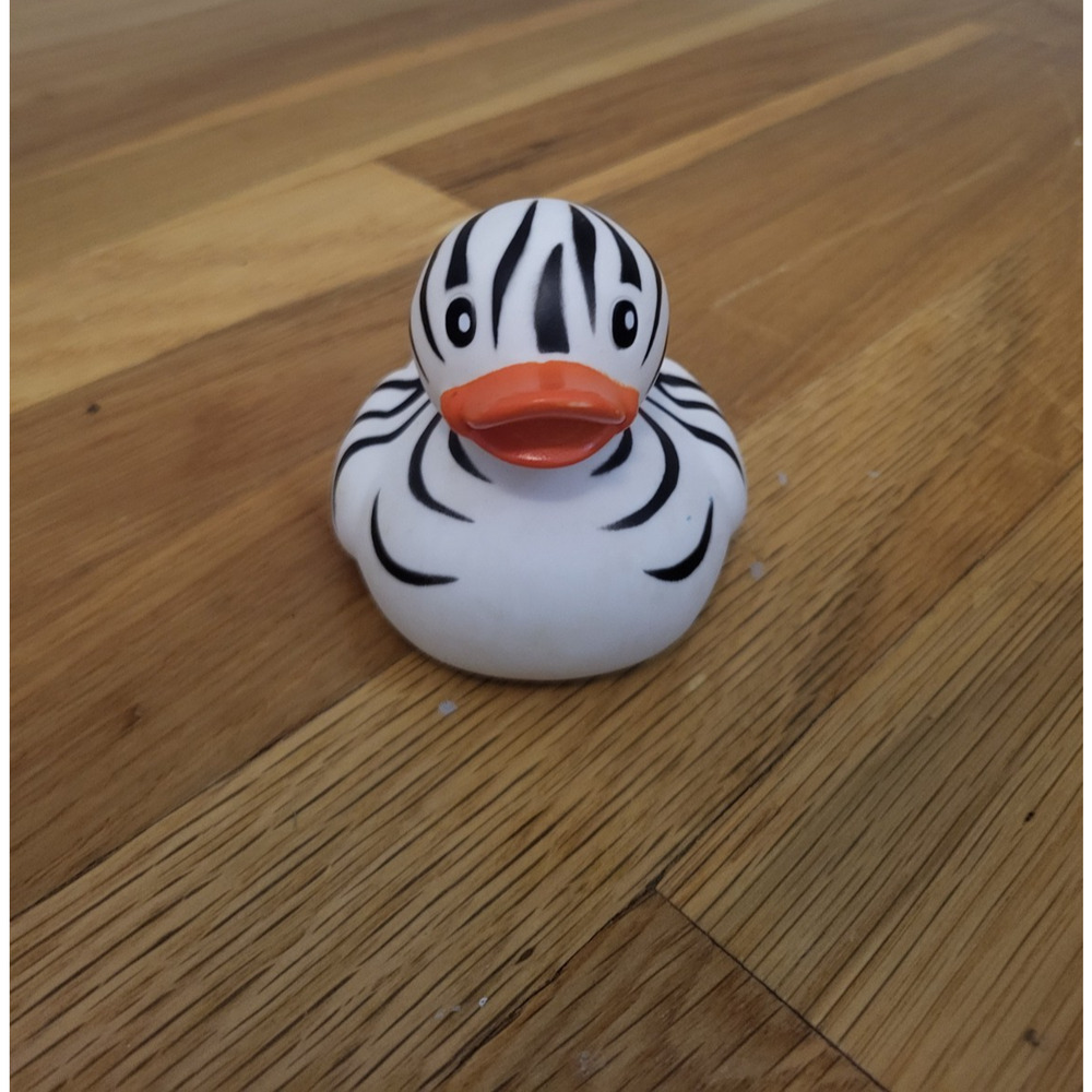 Infantino Zebra Rubber Duck Baby Bath Toy Black White Orange Beak #206590A